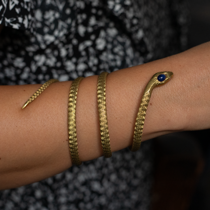 Vintage Yellow Gold Coiled Snake Bangle