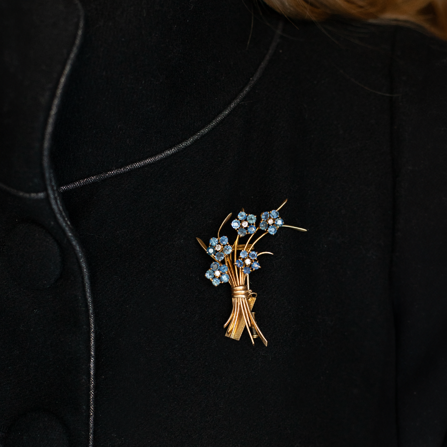 Van Cleef & Arpels Sapphire And Diamond Forget Me Not Flowers Brooch