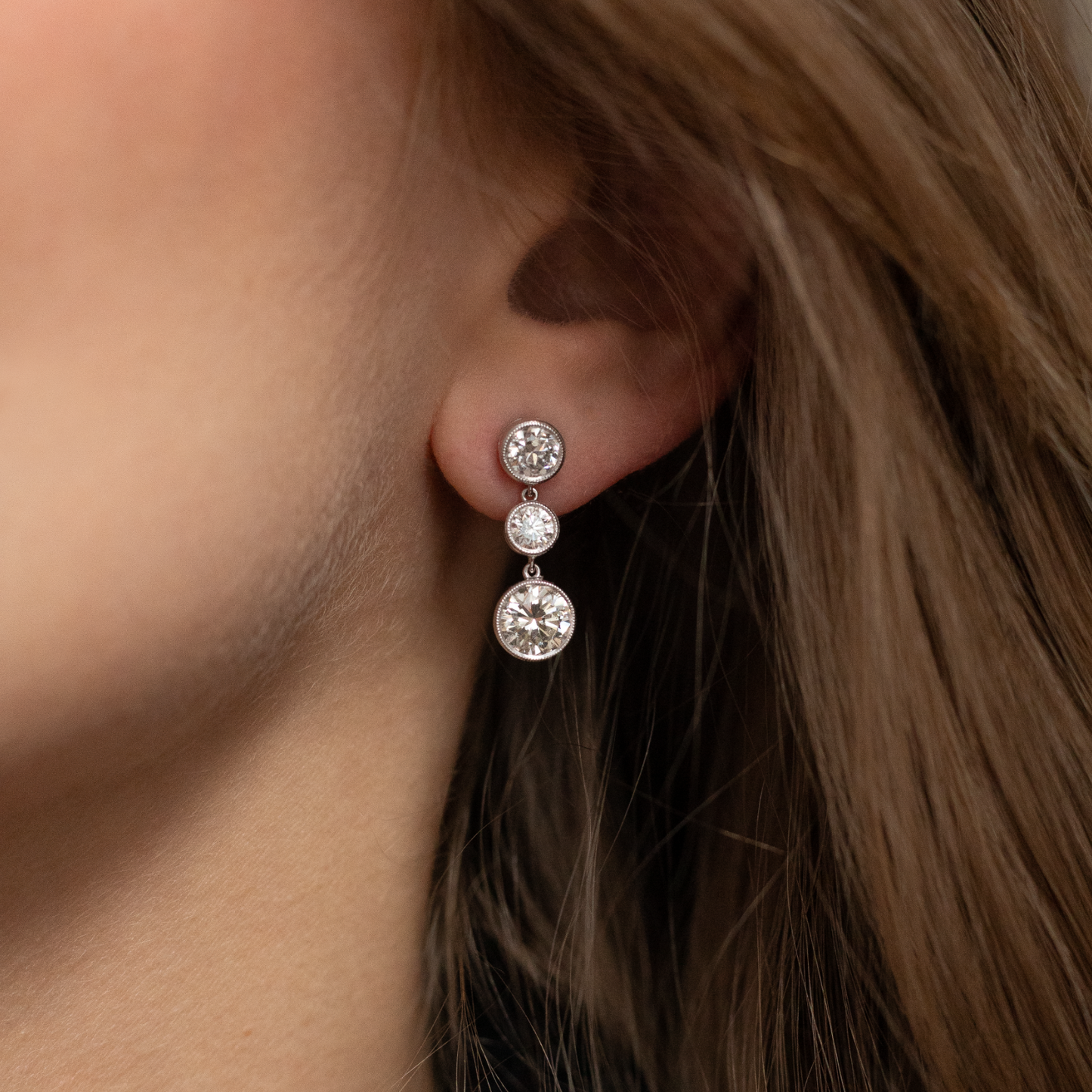 4.16ct Round Diamond Drop Earrings