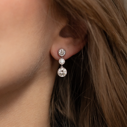 4.16ct Round Diamond Drop Earrings