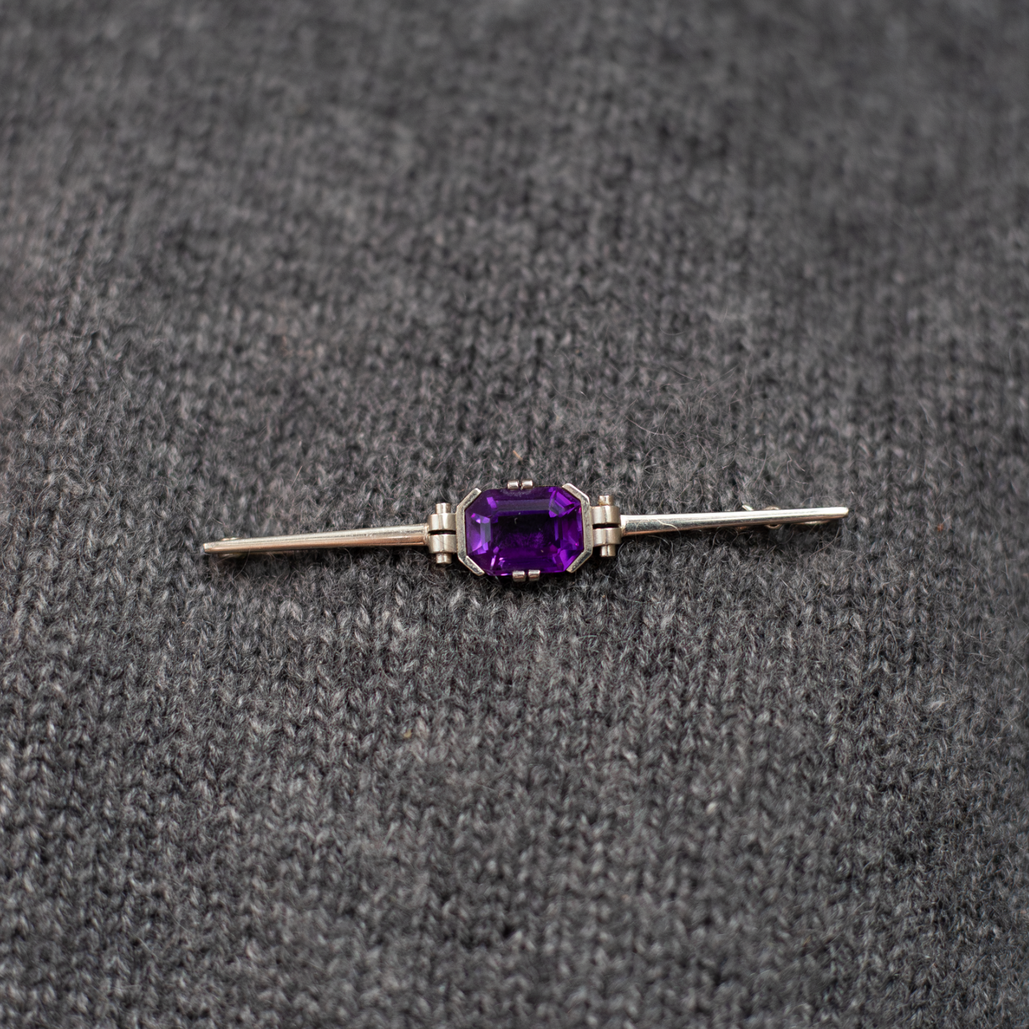 2.25ct Emerald Cut Amethyst Brooch