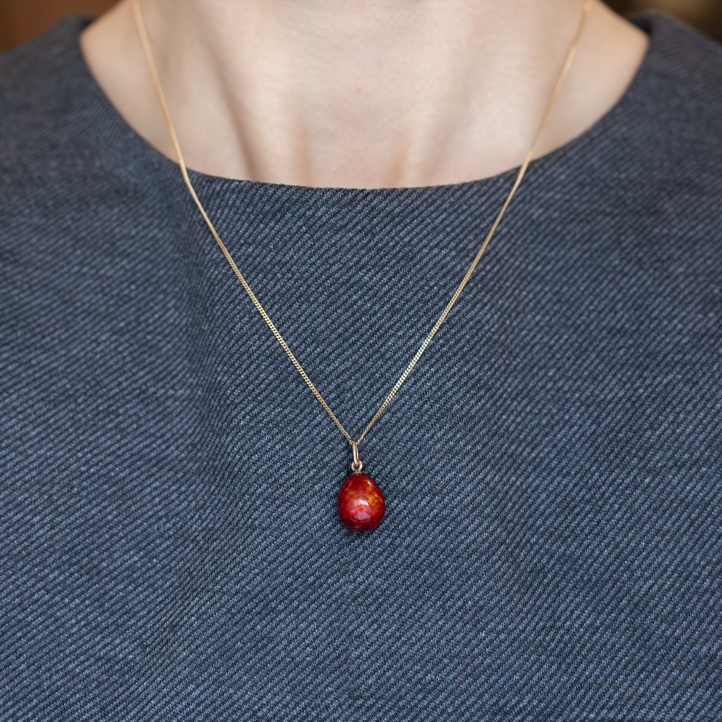 Antique August Holmström Red Guilloché Enamel Egg