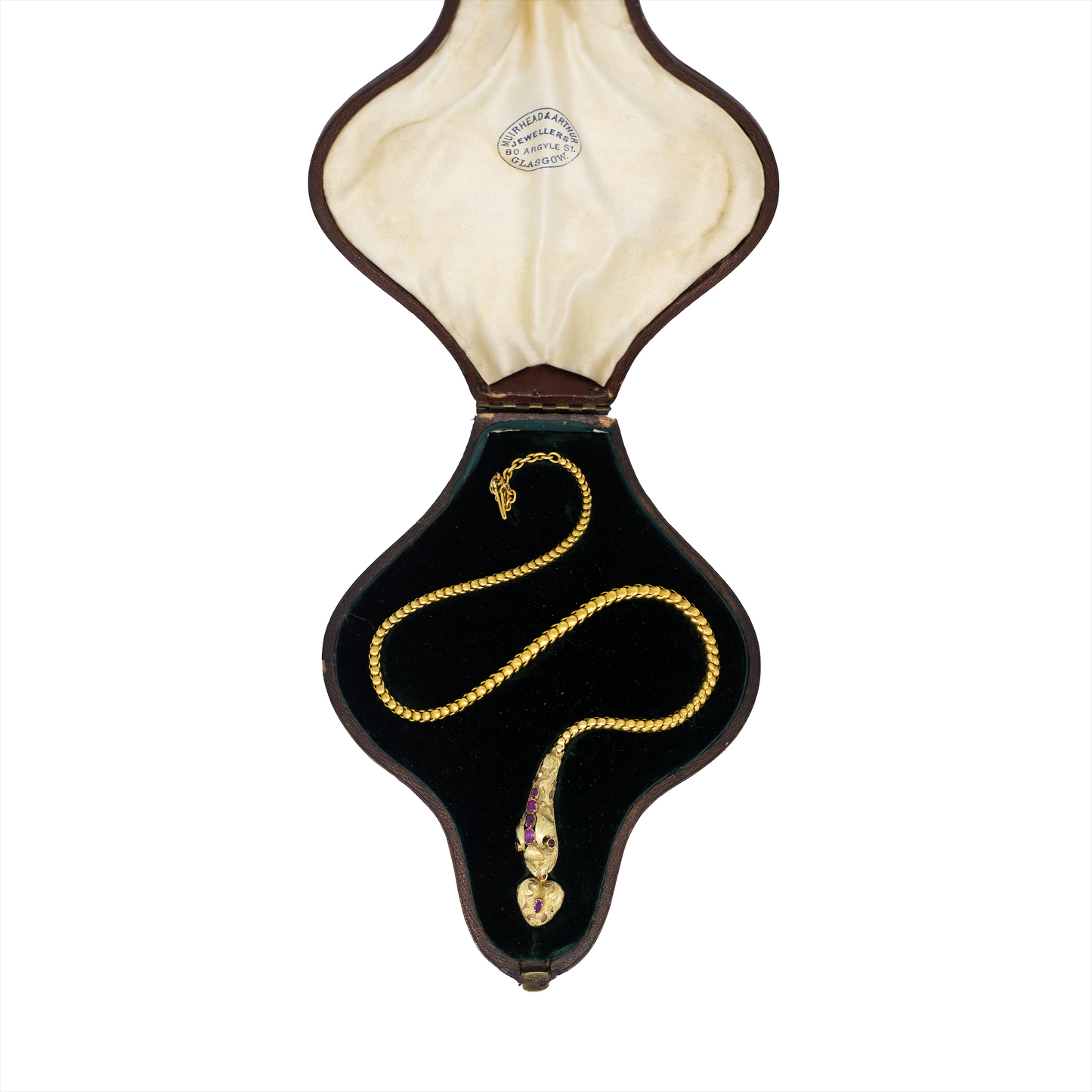 Victorian Garnet Set Yellow Gold Snake Necklace
