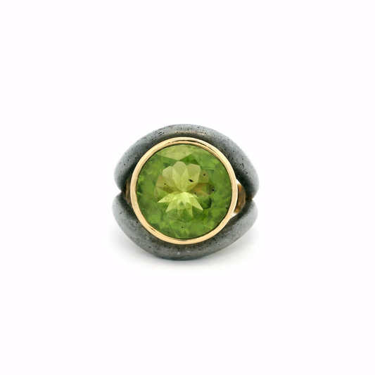 Vintage Round Peridot Solitaire Ring