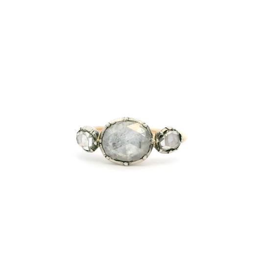 Rose Cut Diamond Three Stone Ring