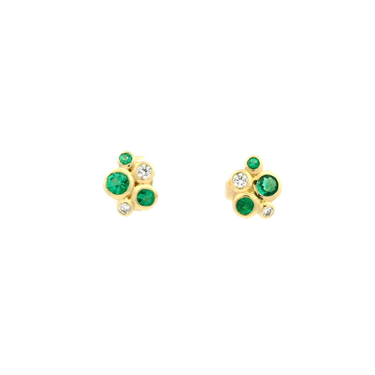 0.36ct Round Emerald And Diamond Bubble Style Earrings