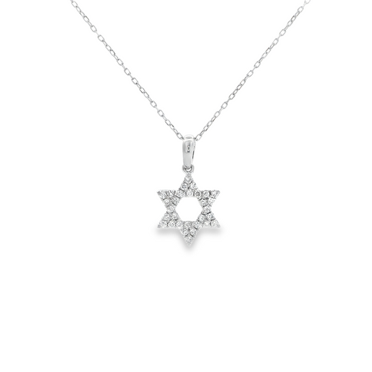 White Gold Diamond Set Star Of David Pendant