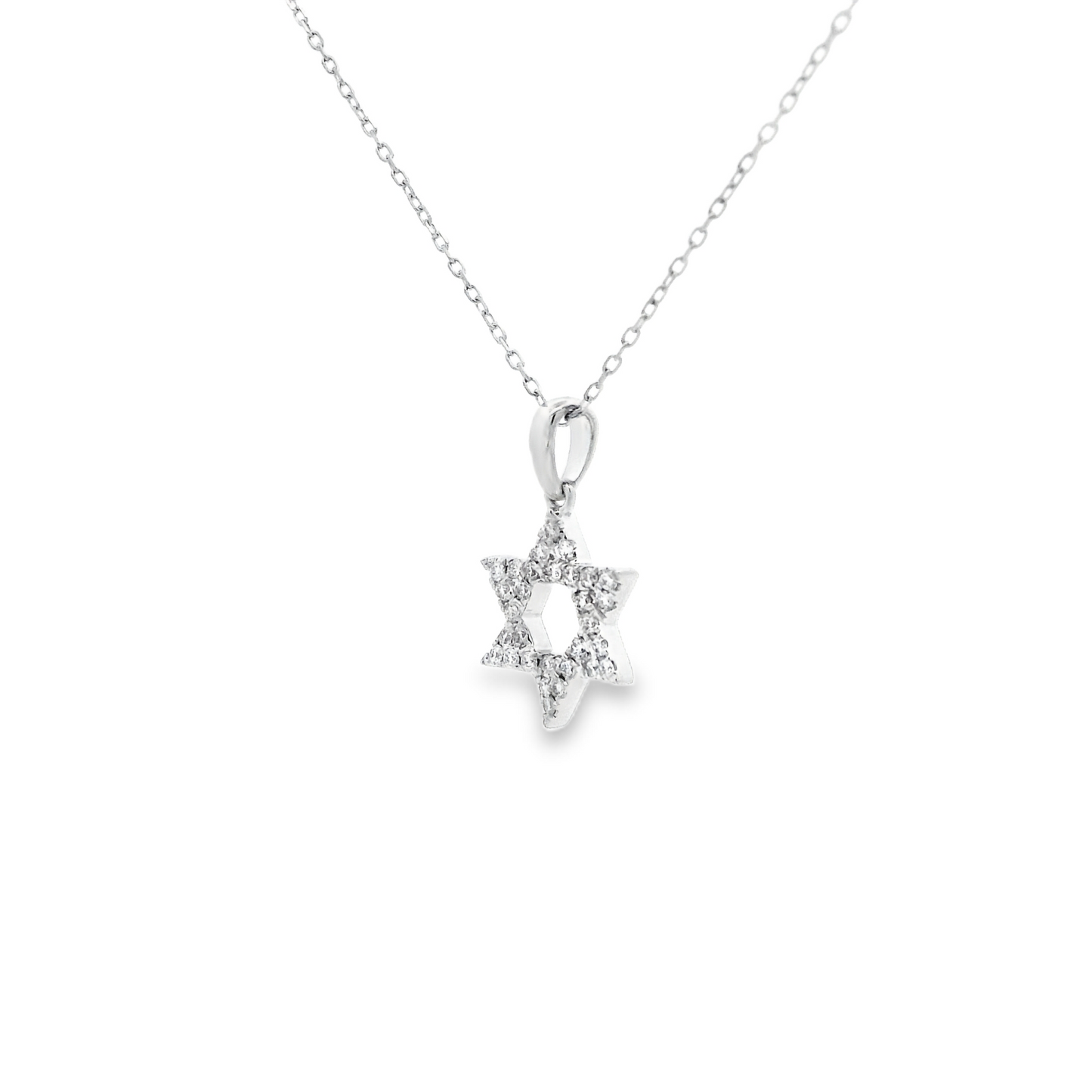 White Gold Diamond Set Star Of David Pendant