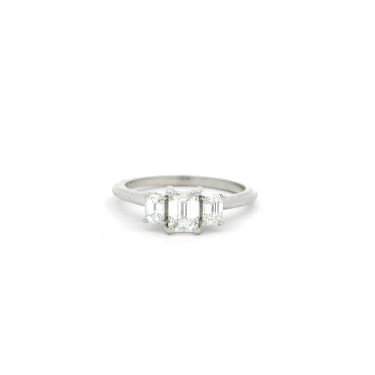 0.87ct Emerald Cut Diamond Three Stone Ring