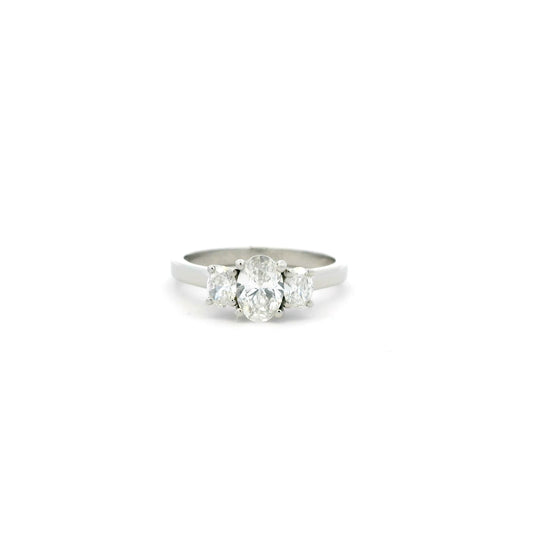Certified 0.70ct Oval Diamond Three Stone Ring