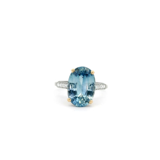 5.73ct Oval Light Blue Sapphire Solitaire Ring
