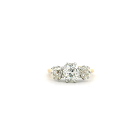 3.02ct Old Cut Diamond Three Stone Ring