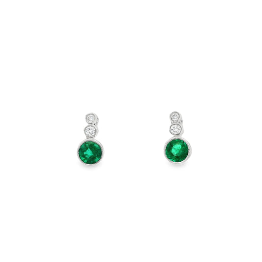 0.60ct Round Emerald And Diamond Earrings