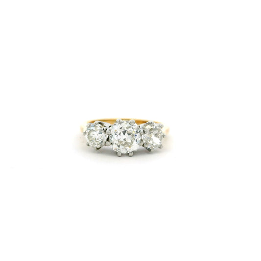 2.73ct Old Cut Diamond Three Stone Ring