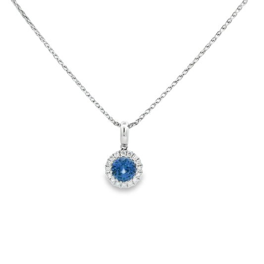 0.76ct Round Sapphire And Diamond Cluster Pendant