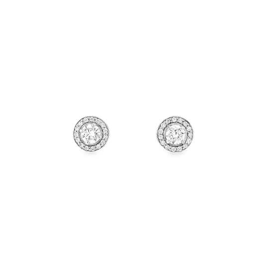 Round Diamond Cluster Stud Earrings