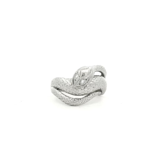 Diamond Eyed Coiled Snake Ring