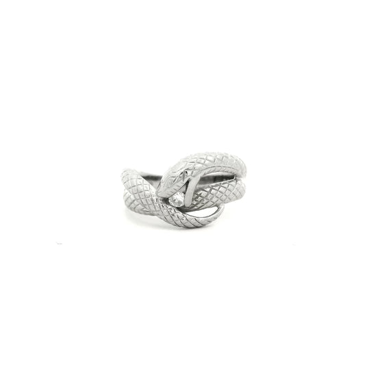Diamond Platinum Coiled Snake Ring