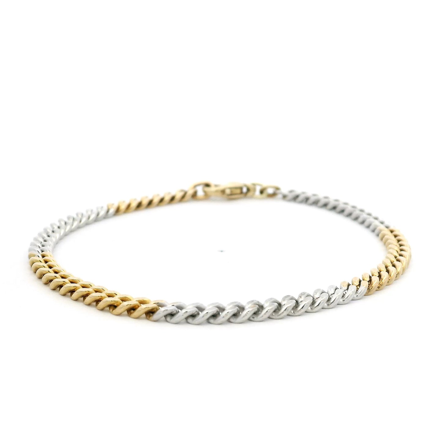 Yellow And White Gold Flat Curb Link Bracelet