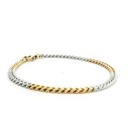 Yellow And White Gold Flat Curb Link Bracelet