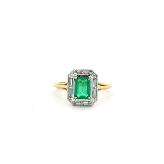 0.80ct Jessica McCormack Emerald Cut Emerald And Baguette Cut Diamond Cluster Ring
