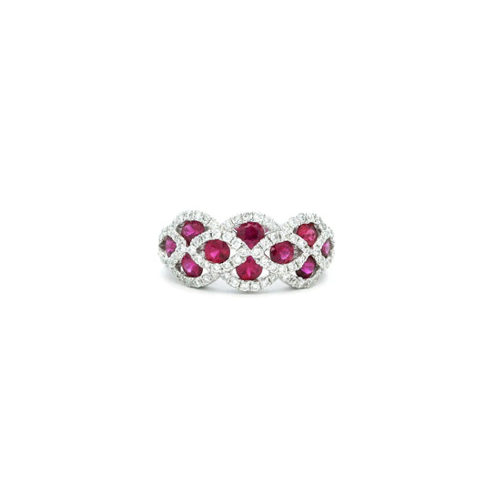1.12ct Ruby and Diamond Lattice Style Dress Ring