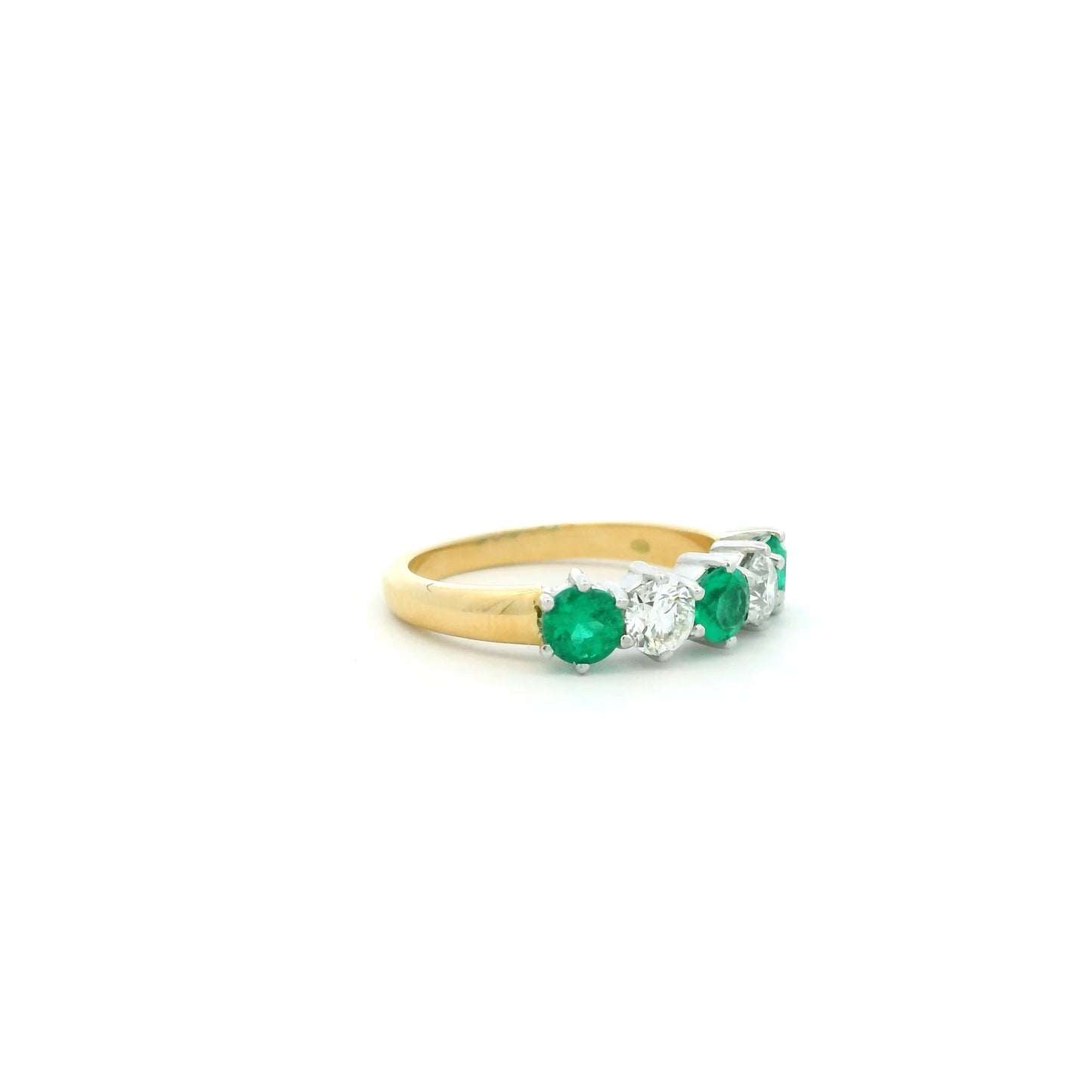0.75ct Round Emerald And Diamond Five Stone Ring