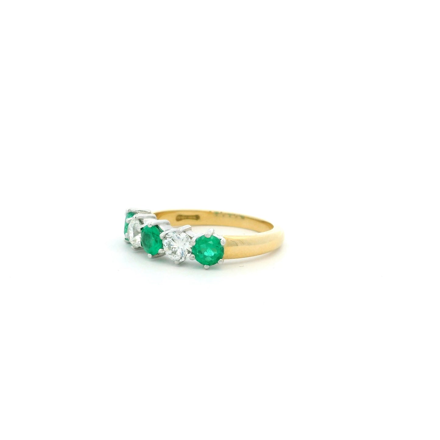 0.75ct Round Emerald And Diamond Five Stone Ring