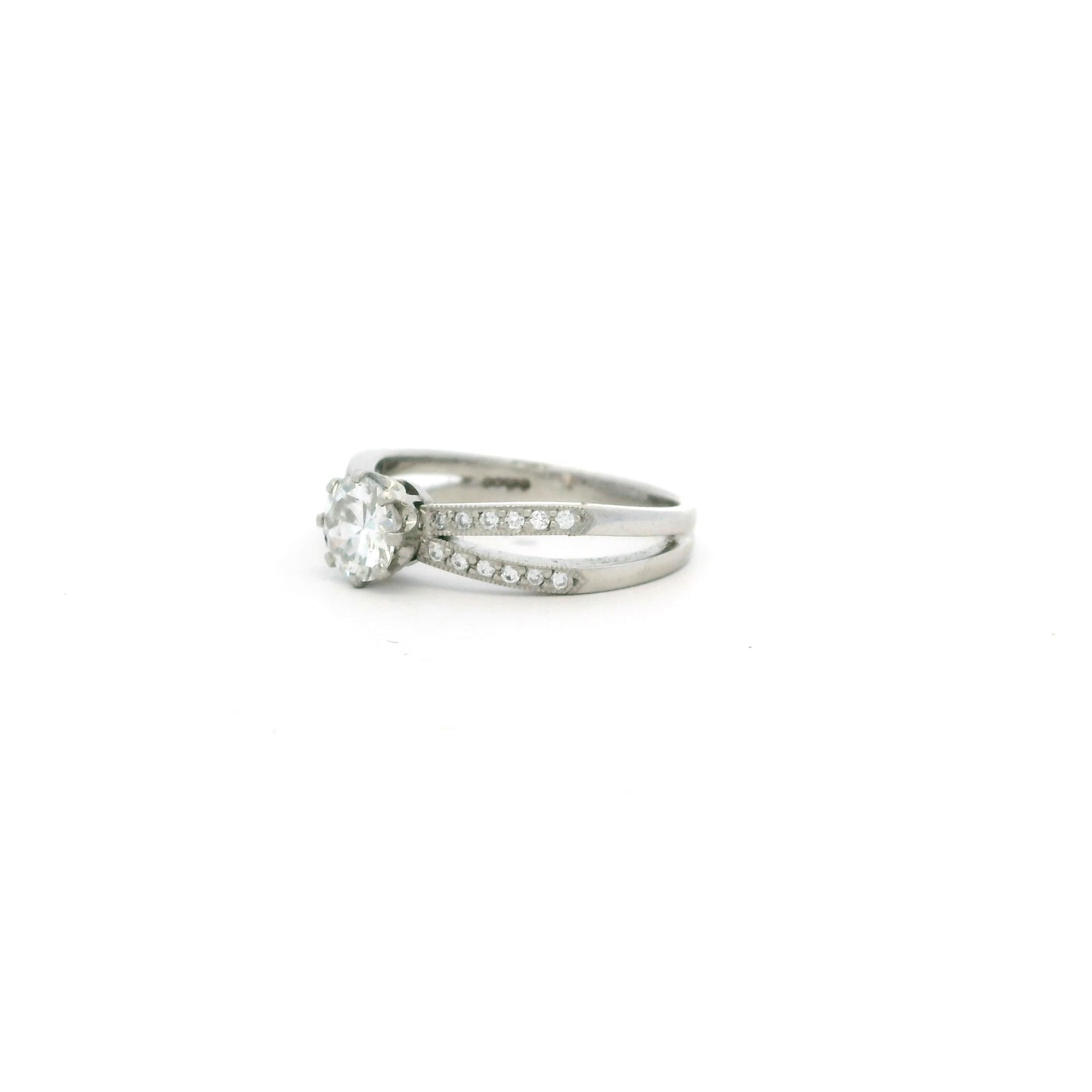 0.55ct Round Diamond Solitaire Ring with Diamond Set Split Shoulders