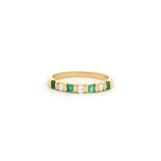 0.25ct Round Emerald And Diamond Half Eternity Ring