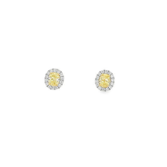0.60ct Oval Yellow Diamond Cluster Earrings
