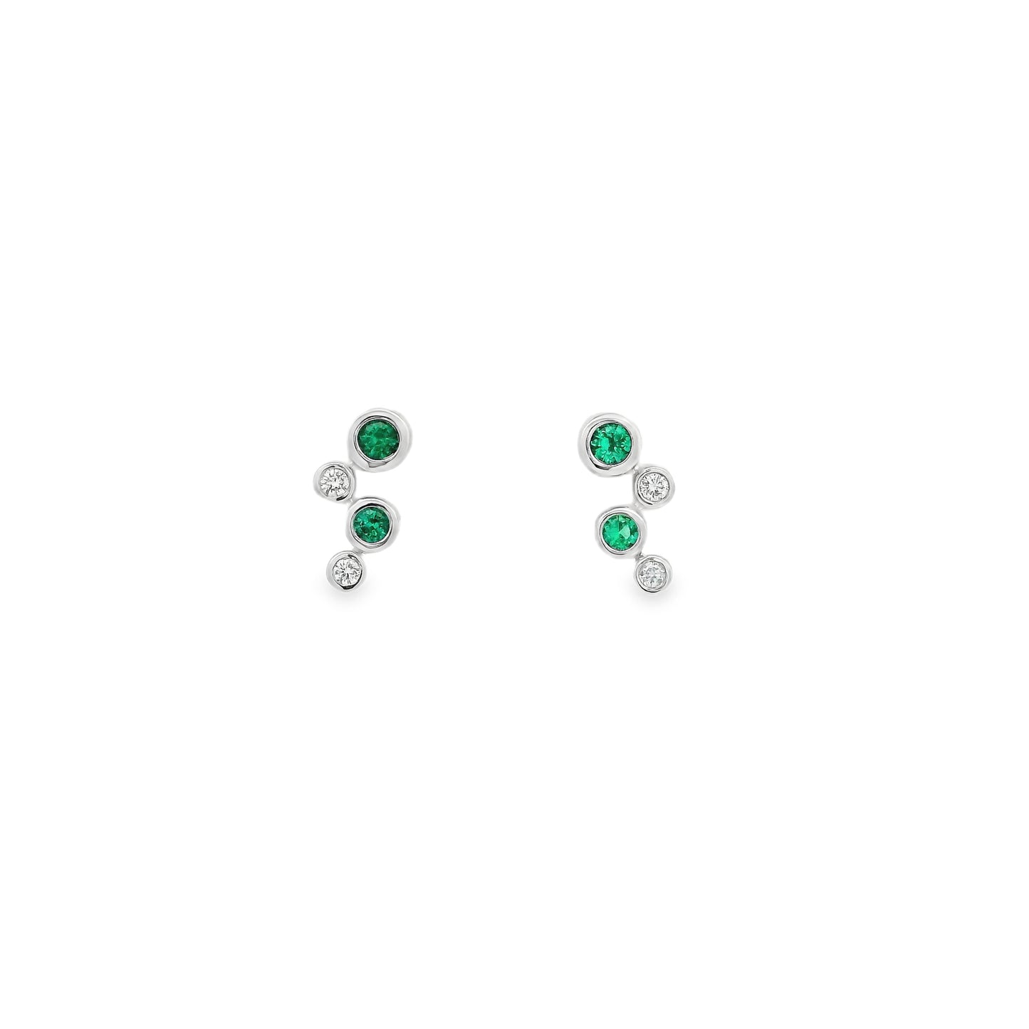 0.20ct Round Emerald And Diamond Bubble Style Earrings