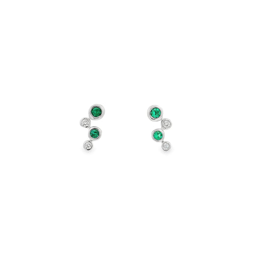 0.20ct Round Emerald And Diamond Bubble Style Earrings