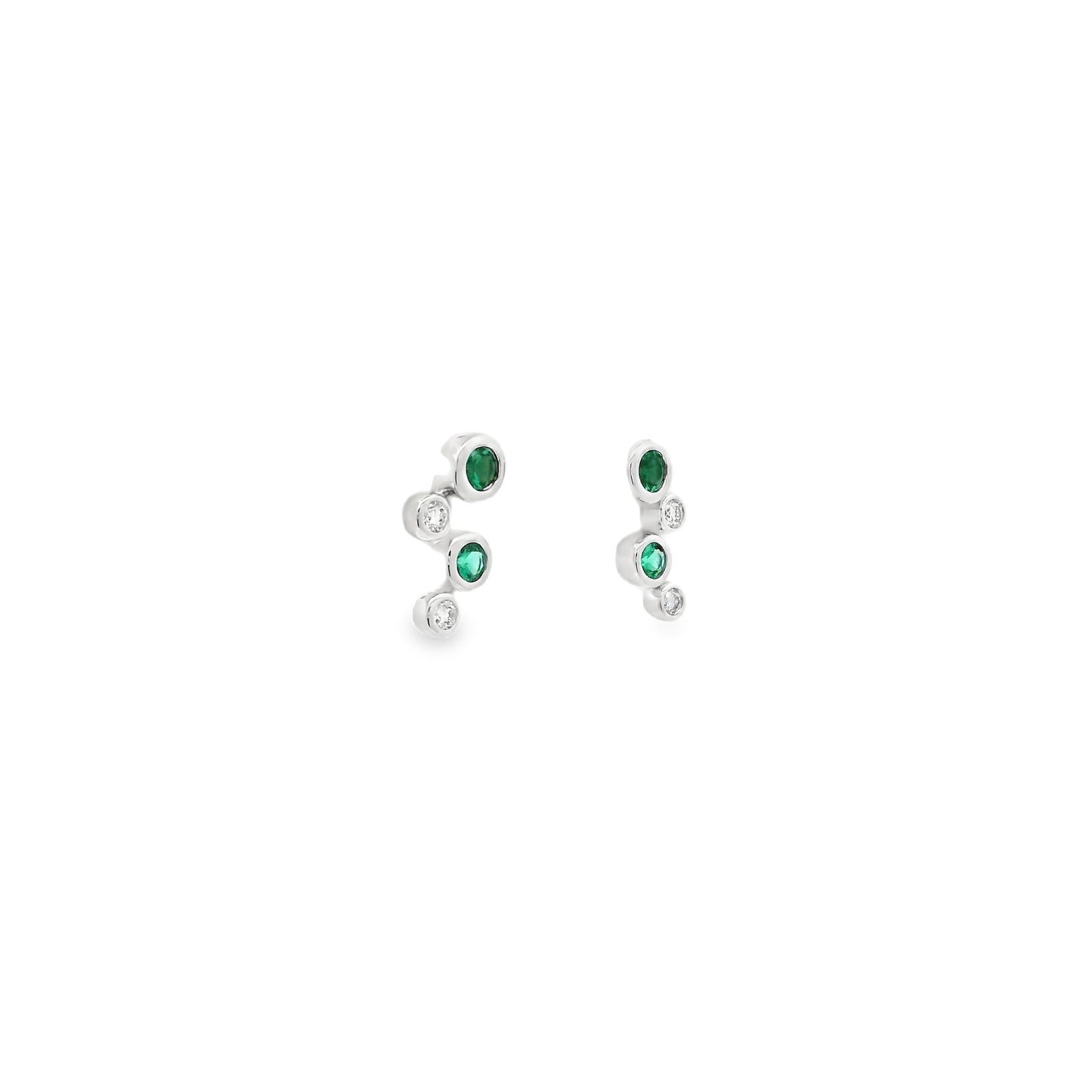 0.20ct Round Emerald And Diamond Bubble Style Earrings