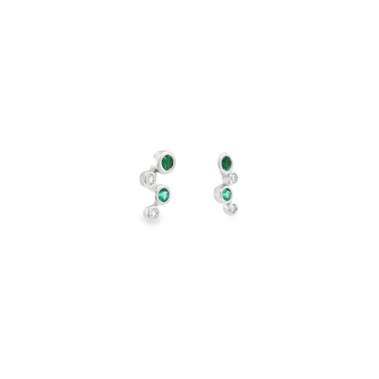 0.20ct Round Emerald And Diamond Bubble Style Earrings