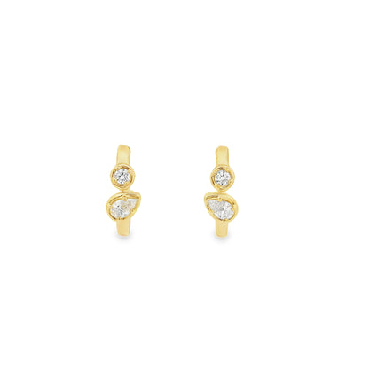 0.38ct Pear And Round Cut Diamond Hoop Earrings