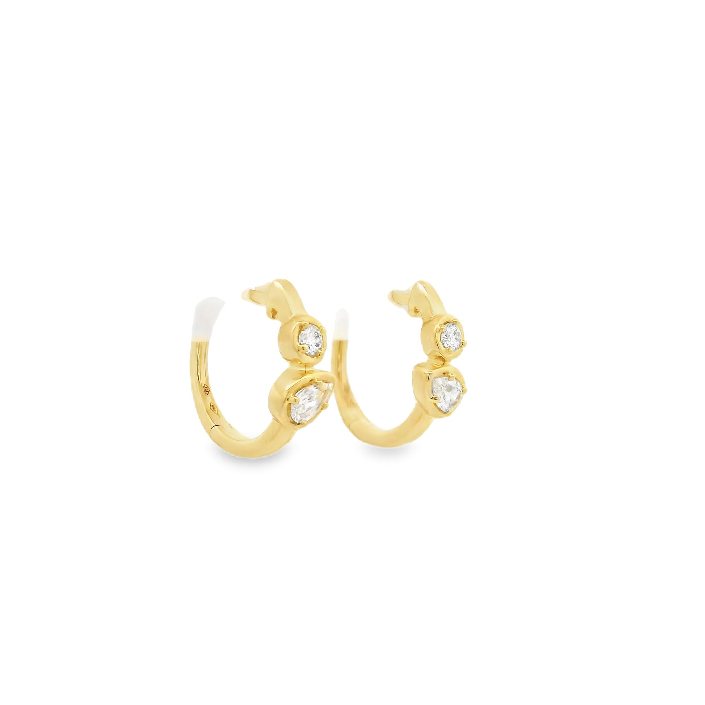 0.38ct Pear And Round Cut Diamond Hoop Earrings