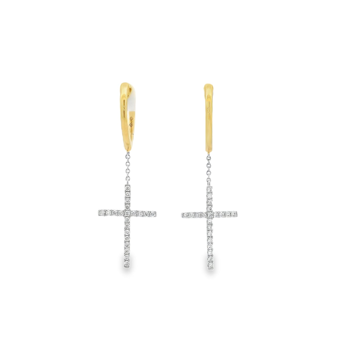 0.21ct Diamond Cross Hoop Earrings