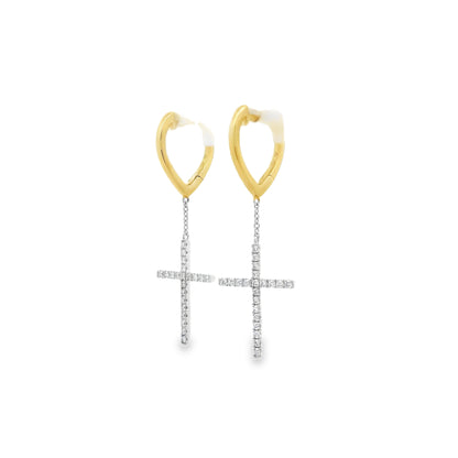 0.21ct Diamond Cross Hoop Earrings