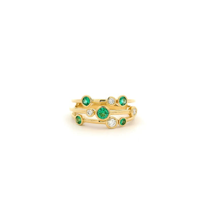 0.29ct Round Emerald And Diamond Bubble Ring