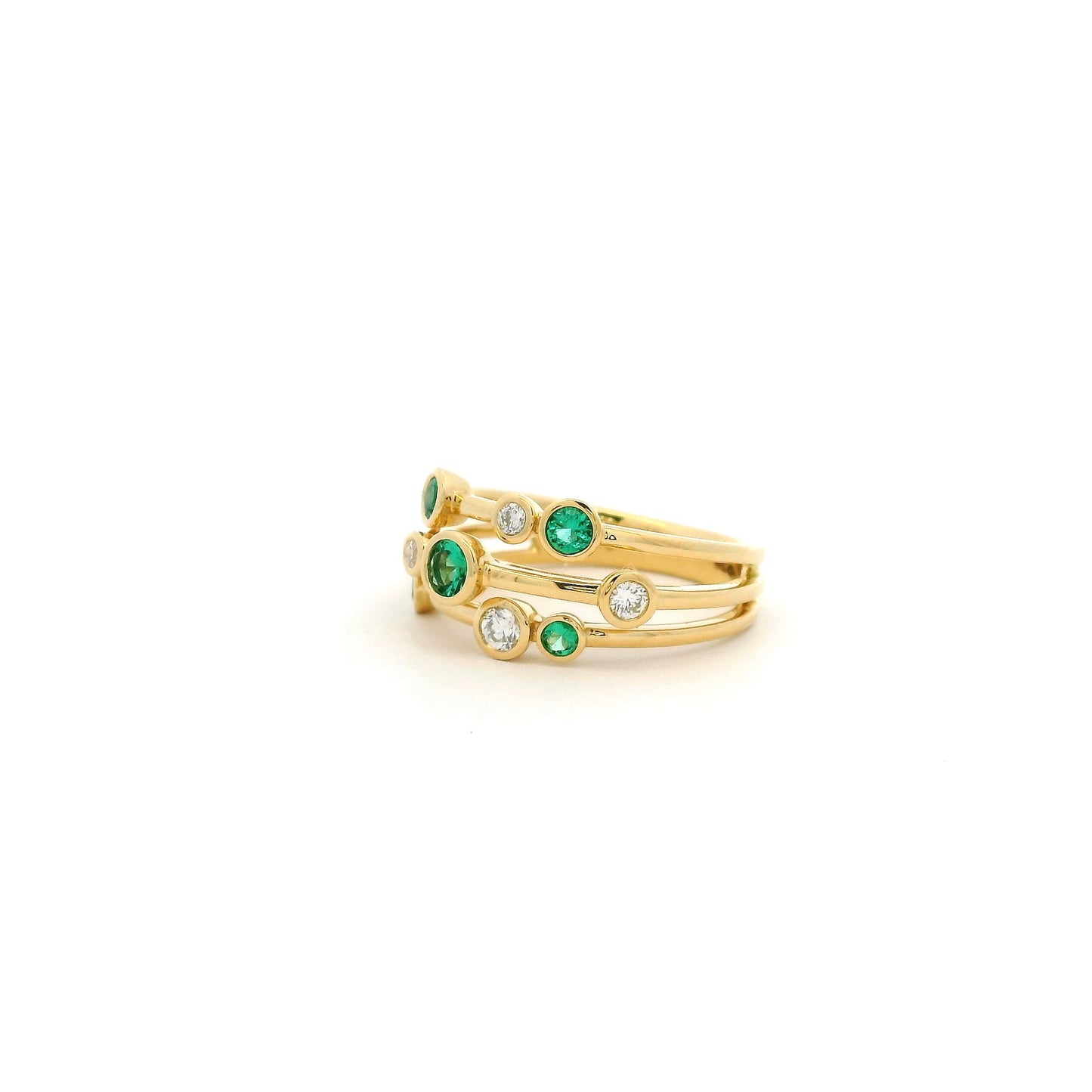 0.29ct Round Emerald And Diamond Bubble Ring
