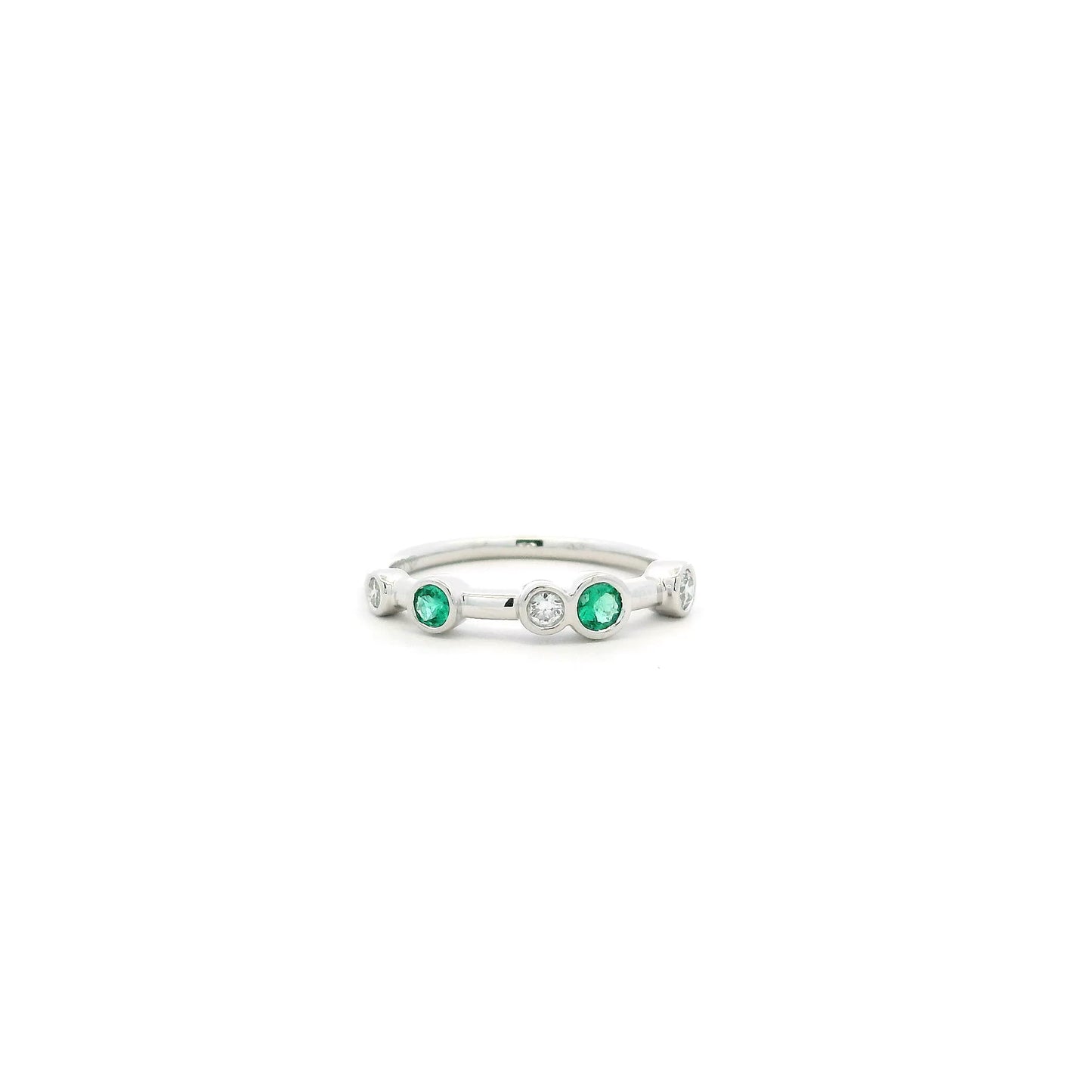 0.15ct Round Emerald And Diamond Bubble Style Ring