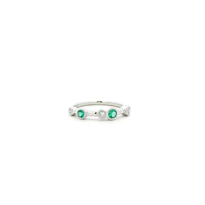 0.15ct Round Emerald And Diamond Bubble Style Ring