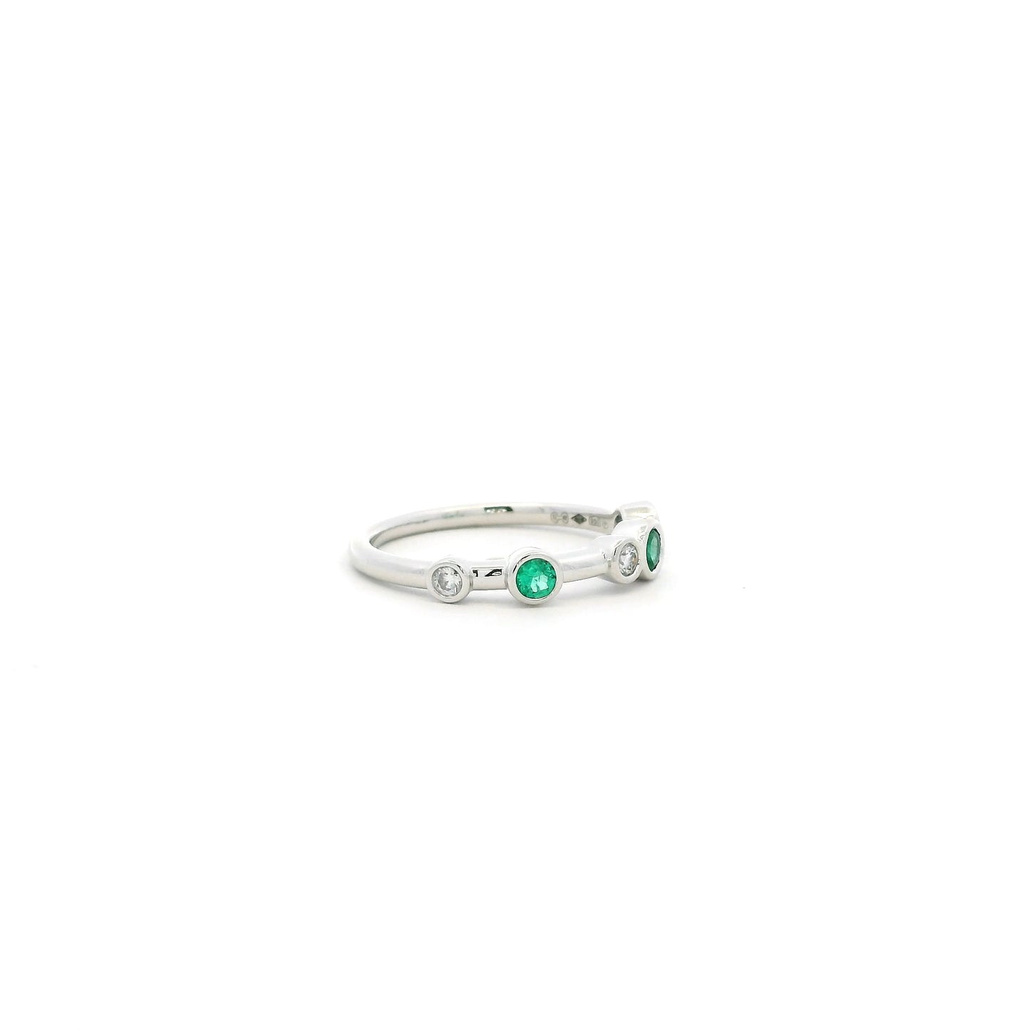 0.15ct Round Emerald And Diamond Bubble Style Ring