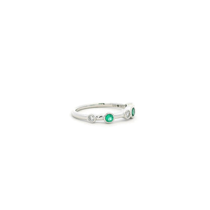 0.15ct Round Emerald And Diamond Bubble Style Ring