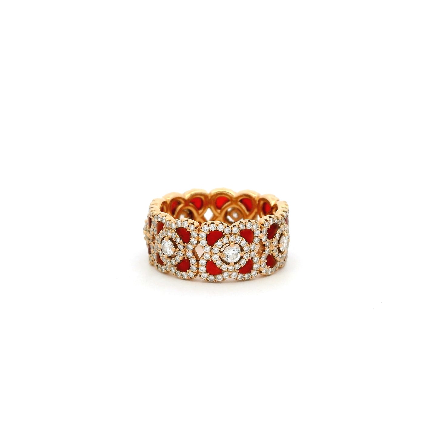 De Beers Rose Gold Carnelian And Diamond Eternity Ring