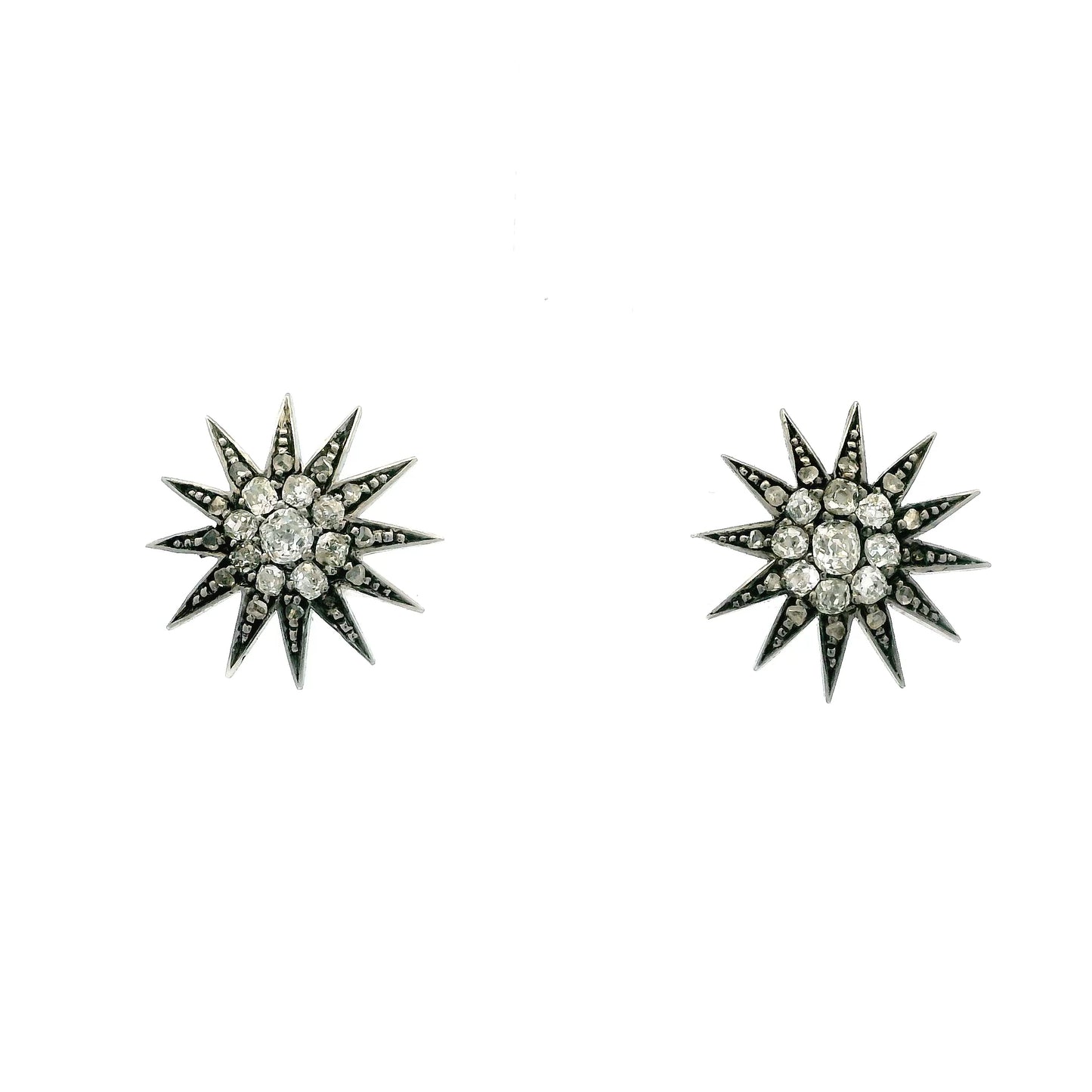 Old Cut Diamond Starburst Earrings