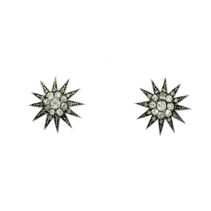 Old Cut Diamond Starburst Earrings