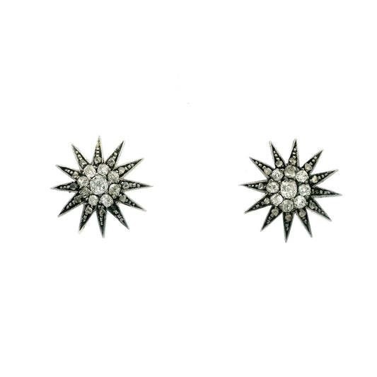 Old Cut Diamond Starburst Earrings