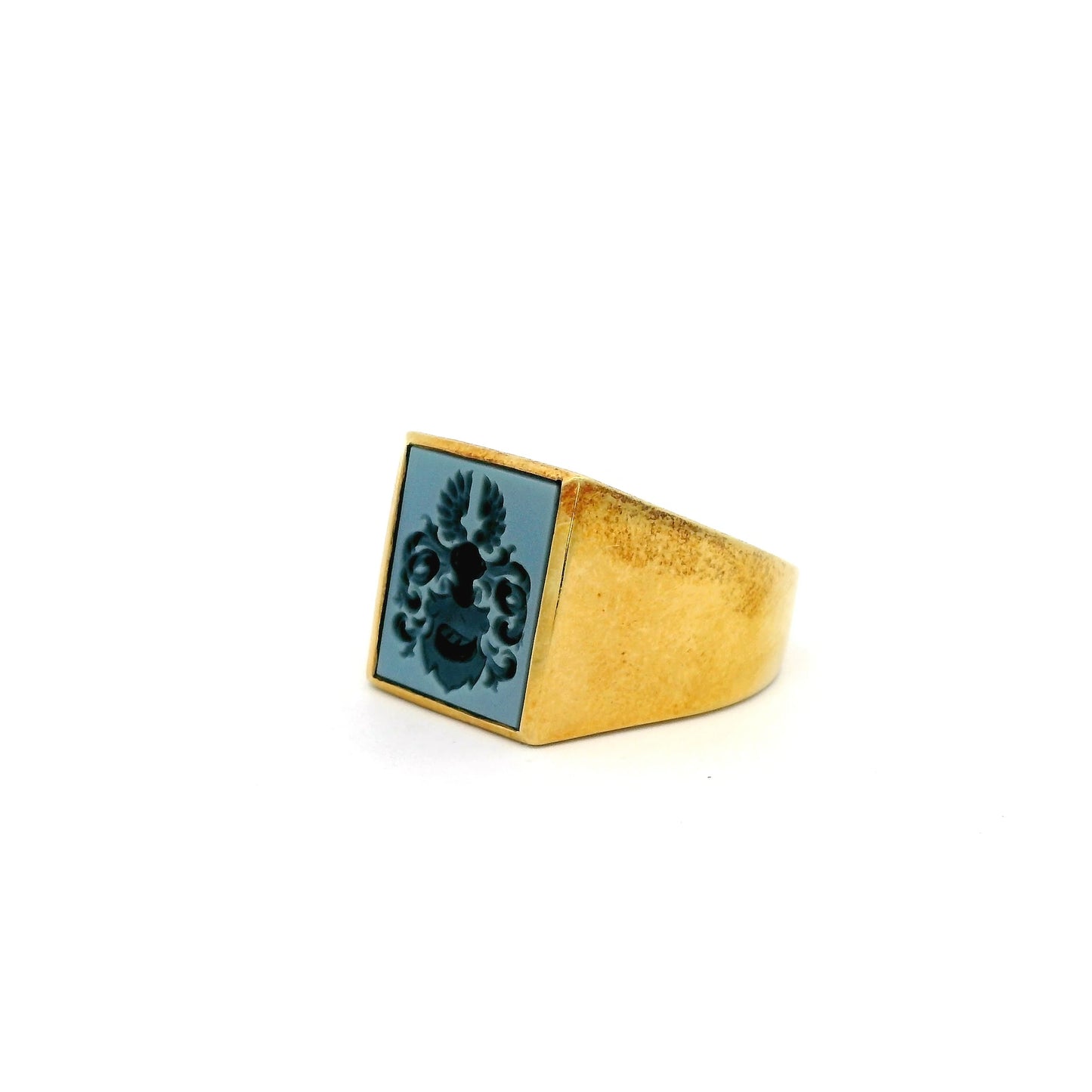 Engraved Sardonyx Square Shaped Signet Ring